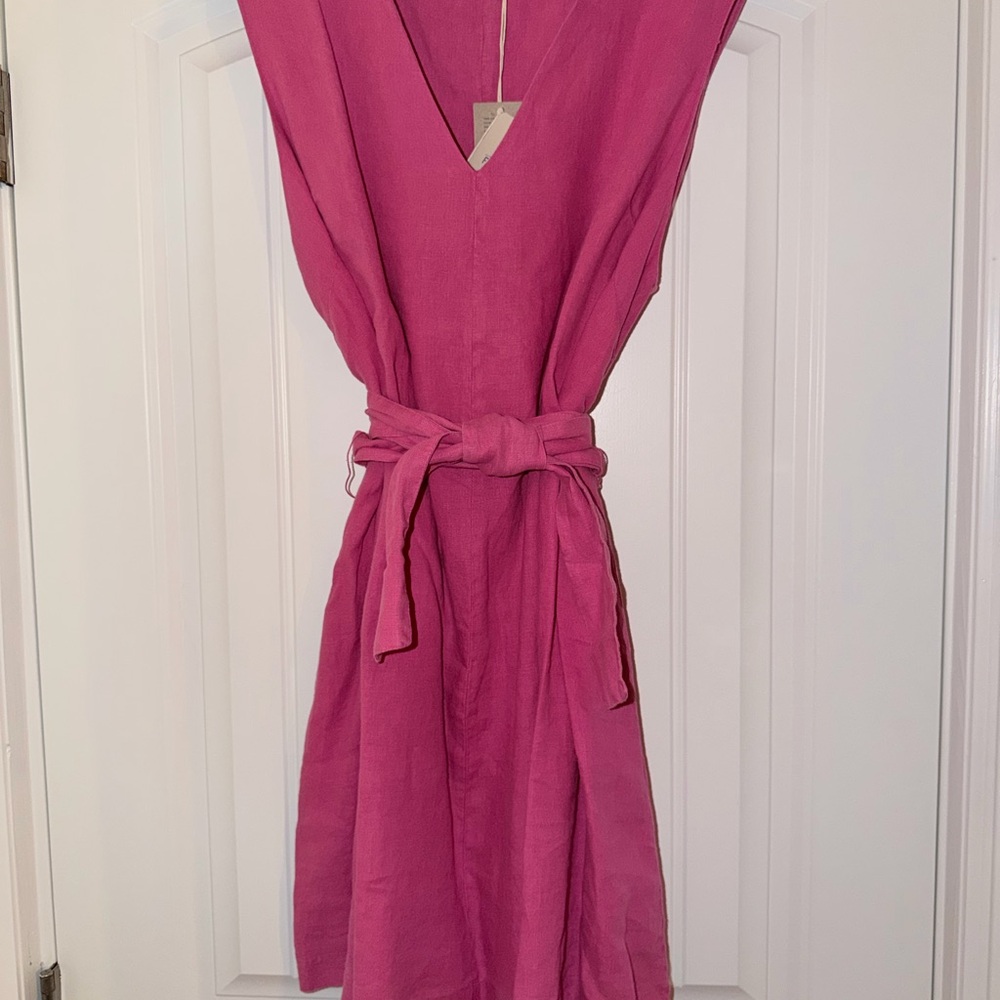 NWT Faherty Fusia V-Neck Tie-Waist Midi Dress
